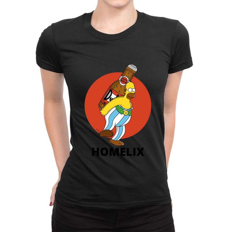 Homer In Asterix And Obelix Version Ladies Fitted T-Shirt by RichardAllenLaursen | Artistshot