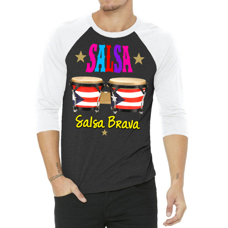 Bongos Puerto Rico Salsa Salsa Brava 3/4 Sleeve Shirt | Artistshot