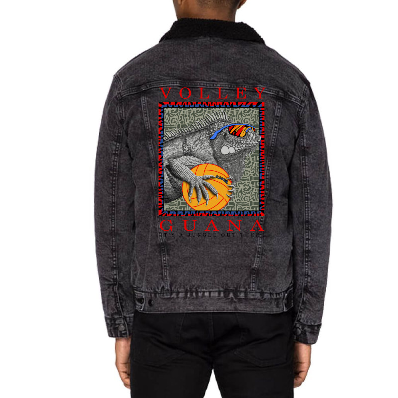 Volley Guana Iguana Unisex Sherpa-lined Denim Jacket | Artistshot