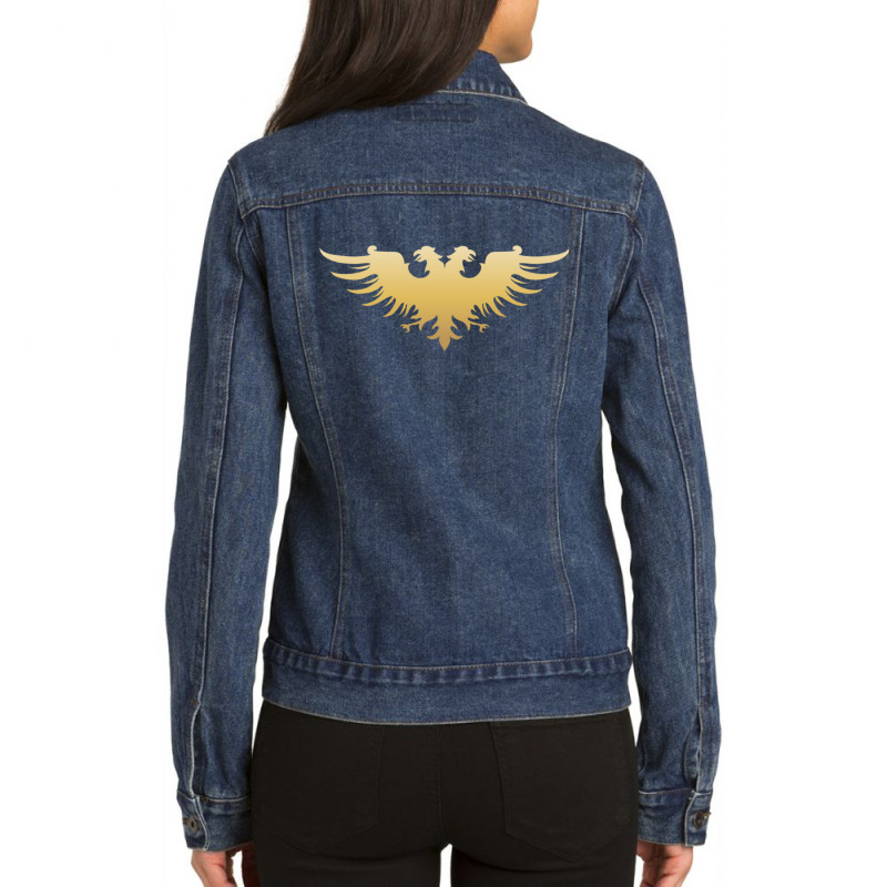 Golden Two Headed Eagle Medieval Empire Symbol Wargaming Essential Ladies Denim Jacket by NancyAllen | Artistshot