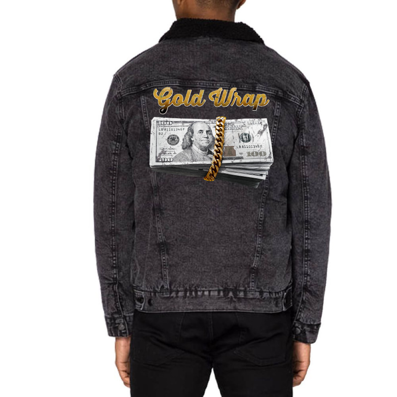 Gold Wrap Money Chain Unisex Sherpa-Lined Denim Jacket by glealcongerj | Artistshot