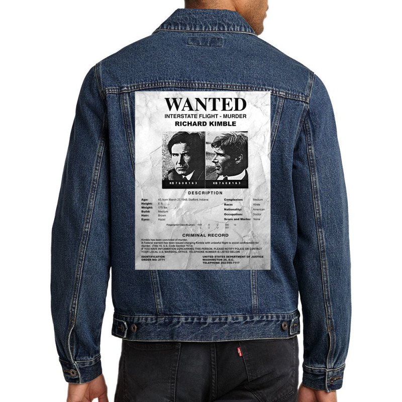 Wanted Fugitive Flyer R Kimble Men Denim Jacket | Artistshot