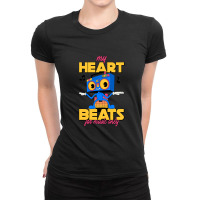 My Heart Beats For Music Only Funny Type Design Ladies Fitted T-shirt | Artistshot