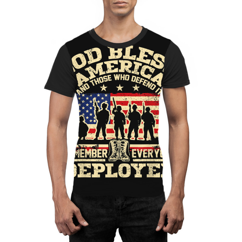 Red Friday God Bless America Remember Everyone Deployed Graphic T-shirt | Artistshot