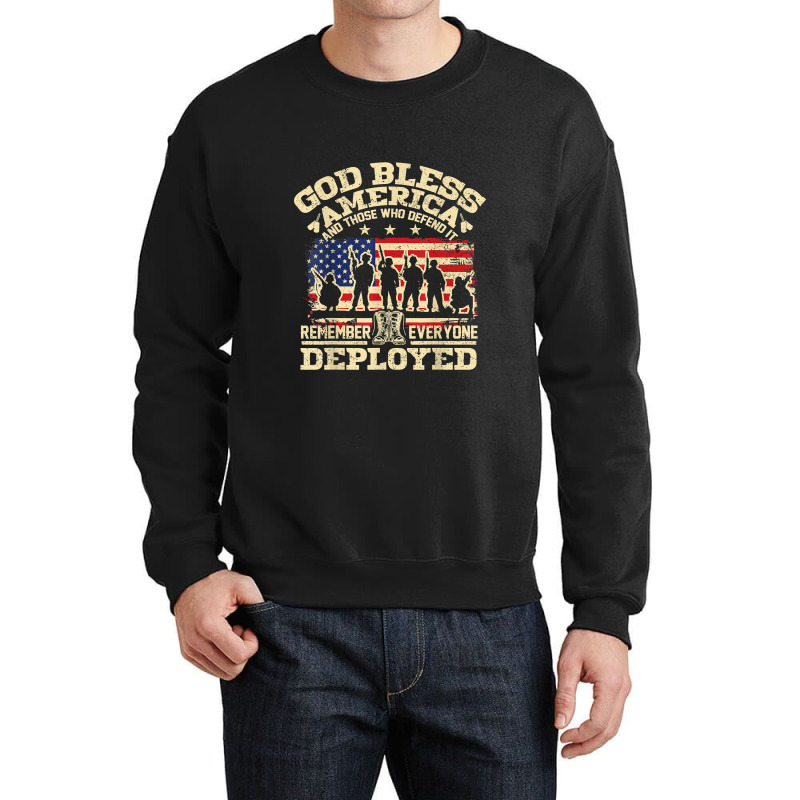 Red Friday God Bless America Remember Everyone Deployed Crewneck Sweatshirt | Artistshot