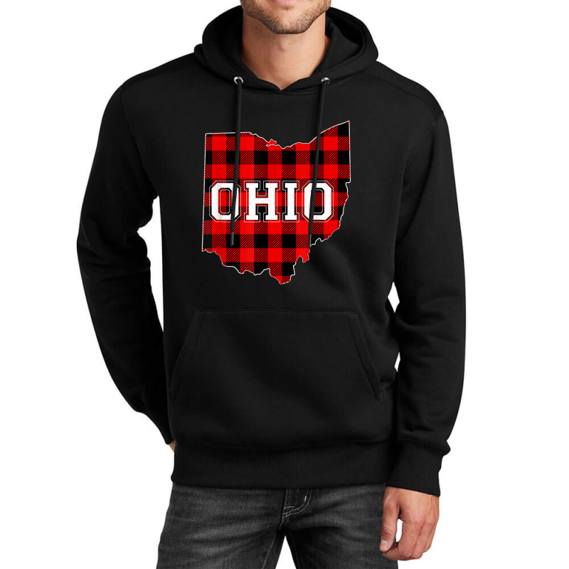 Red Plaid State Of Ohio Pride Striped Graphic Design Unisex Hoodie | Artistshot