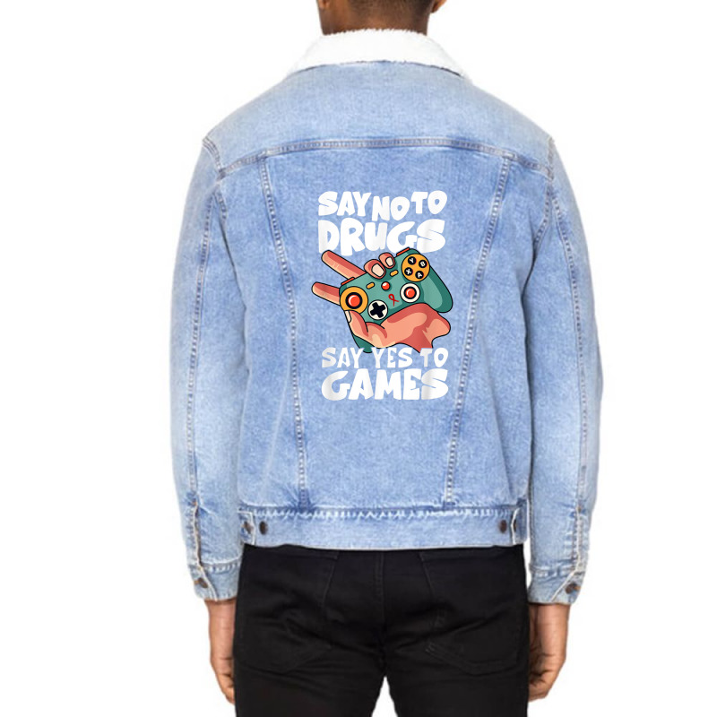 Red Ribbon Squad Week Say No To Say Yes To Video Games Unisex Sherpa-lined Denim Jacket | Artistshot