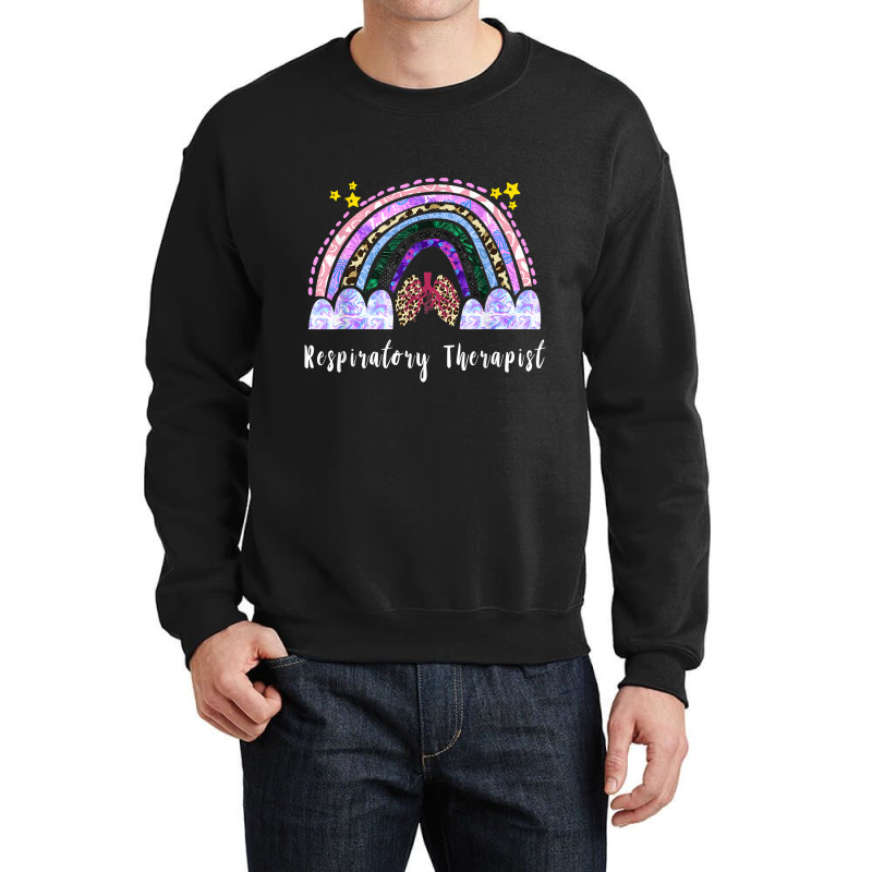 Respiratory Therapist Rainbow Lung Leopard Therapy Crewneck Sweatshirt | Artistshot