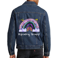 Respiratory Therapist Rainbow Lung Leopard Therapy Men Denim Jacket | Artistshot