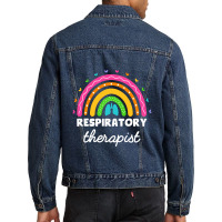 Respiratory Therapist Rainbow Lung Rt Respiratory Therapy Sweatshirt Men Denim Jacket | Artistshot