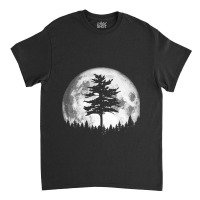 Retro Full Moon & Minimalist Pine Tree Vintage Graphic Pullover Hoodie Classic T-shirt | Artistshot