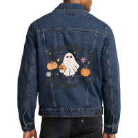 Retro Groovy Spooky Season Halloween Ghost Boo Fall Autumn Men Denim Jacket | Artistshot