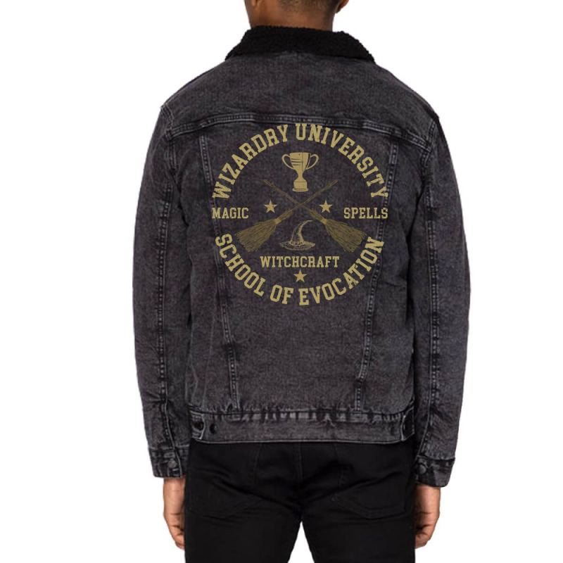 Wizardry University Unisex Sherpa-Lined Denim Jacket by glealcongerj | Artistshot