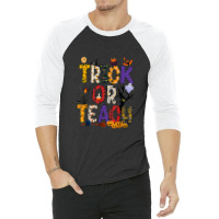 Retro Trick Or Teach Teacher Halloween Costume Men Women 3/4 Sleeve Shirt | Artistshot