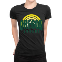 Groovy Eugene Green Yellow Old School Striped Eugene Oregon T Shirt Ladies Fitted T-shirt | Artistshot