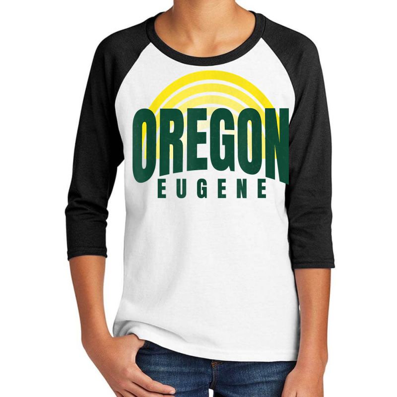 Groovy Eugene Green Yellow Old School Striped Eugene Oregon T Shirt Youth 3/4 Sleeve by corrinwpxbilal | Artistshot