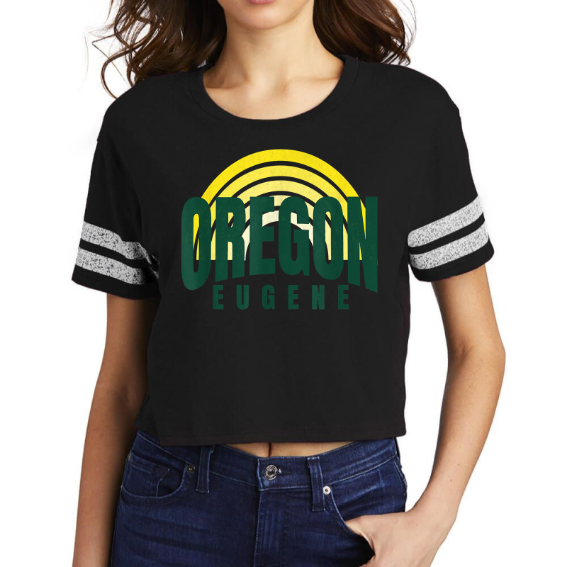 Groovy Eugene Green Yellow Old School Striped Eugene Oregon T Shirt Scorecard Crop Tee by corrinwpxbilal | Artistshot