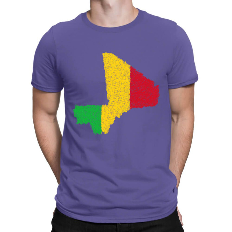 Mali Map Flag Drawing Line Art T-shirt | Artistshot