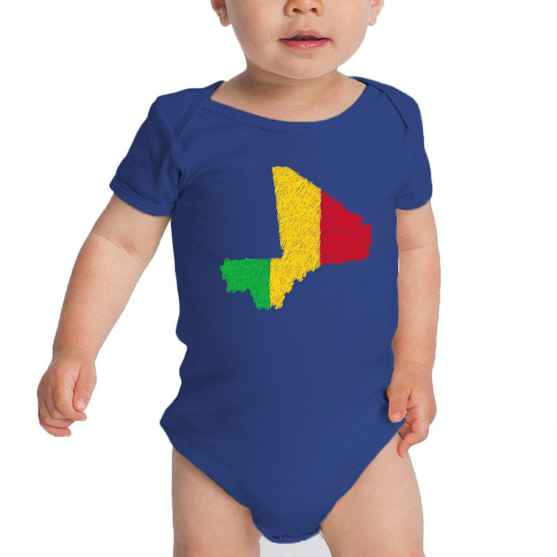 Mali Map Flag Drawing Line Art Baby Bodysuit | Artistshot