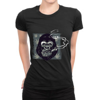 Smoking Angry Monkey Ladies Fitted T-shirt | Artistshot