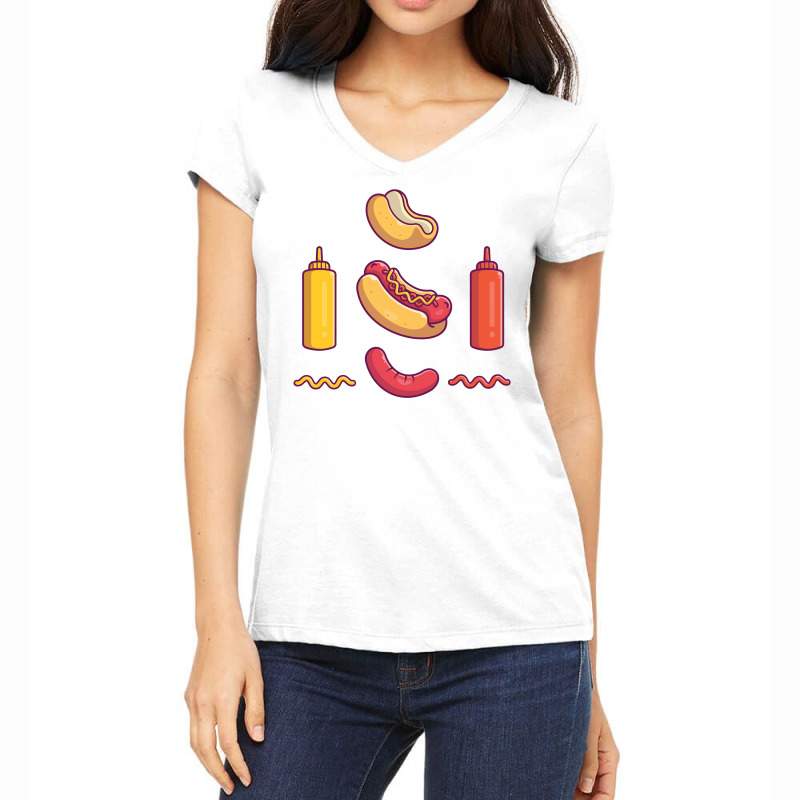 Hotdog Ingredient Elements Women's V-neck T-shirt | Artistshot
