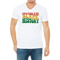 Retro Wavy Celebrate Black History Bhm African Pride T Shirt V-neck Tee | Artistshot