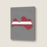 Latvia Map Flag Drawing Line Art Portrait Canvas Print | Artistshot