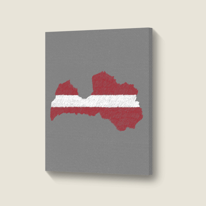 Latvia Map Flag Drawing Line Art Portrait Canvas Print | Artistshot