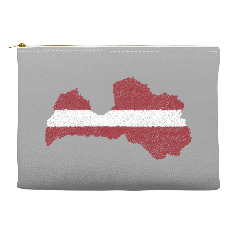 Latvia Map Flag Drawing Line Art Accessory Pouches | Artistshot