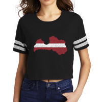 Latvia Map Flag Drawing Line Art Scorecard Crop Tee | Artistshot