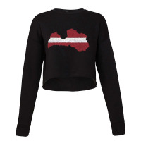 Latvia Map Flag Drawing Line Art Cropped Sweater | Artistshot