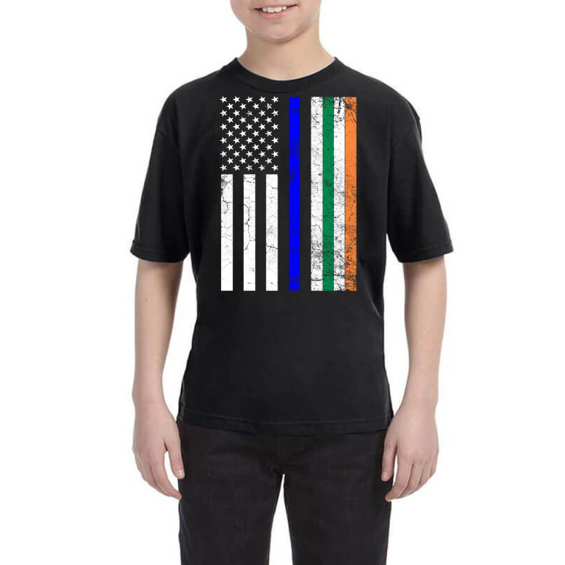 Irish American Flag Thin Blue Line Police St. Patrick's Day Long Sleev Youth Tee | Artistshot