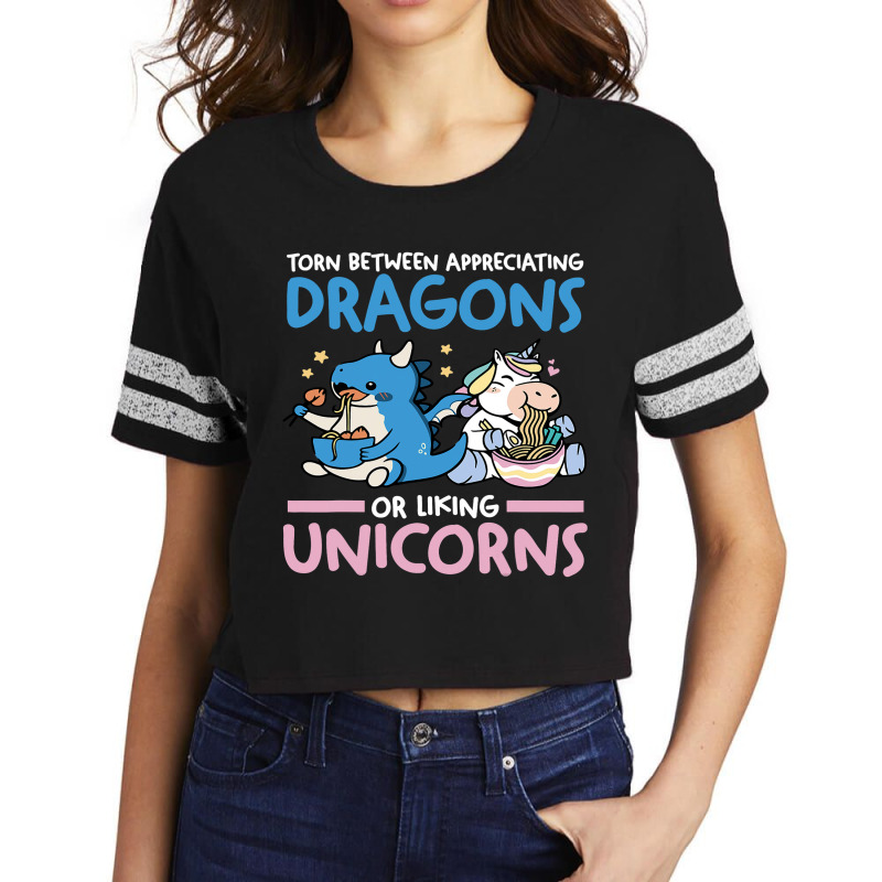 Somewhere Between Dragons And Unicorns Dragon Unicorn Scorecard Crop Tee by AURRADILLARD | Artistshot