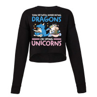 Somewhere Between Dragons And Unicorns Dragon Unicorn Cropped Sweater | Artistshot