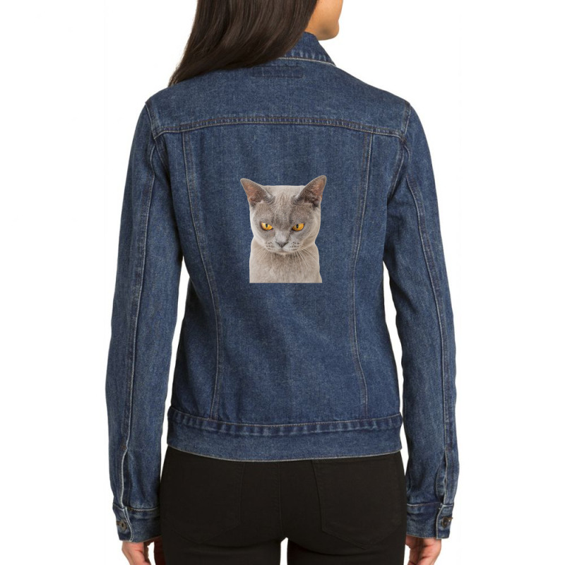 Angry Cat Meme Ladies Denim Jacket by JamesLong | Artistshot