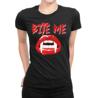 Bite Me Funny Halloween Vampire Bite Me Ladies Fitted T-shirt | Artistshot