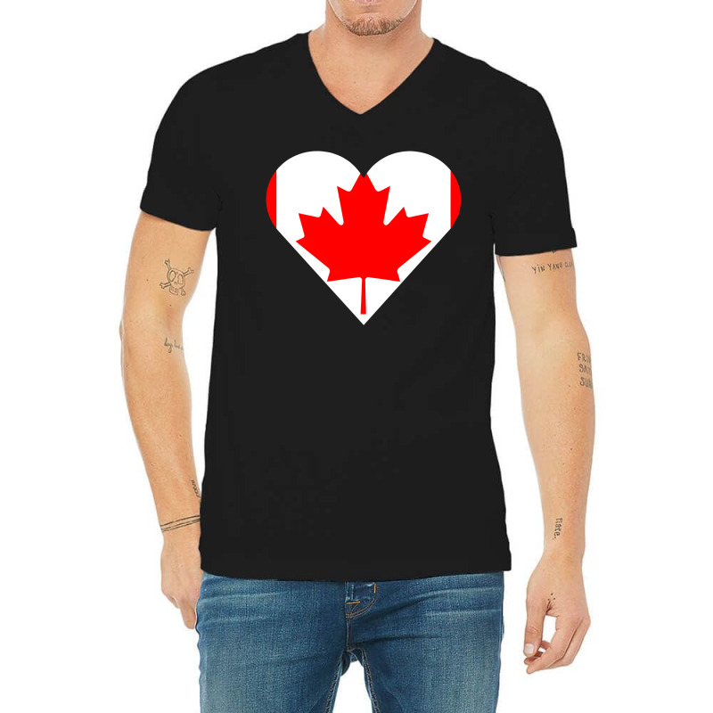 Artistshot Hot Trend Flag Banner Canada Heart International Love Frede V-Neck Tee by brumfieldportillo7vlpq8 | Artistshot