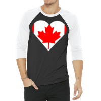 Artistshot Hot Trend Flag Banner Canada Heart International Love Frede 3/4 Sleeve Shirt | Artistshot