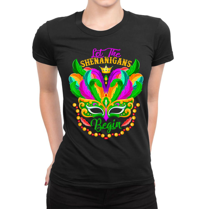 Let The Funny Shenanigans Begin Mardi Gras Festival Parade T Shirt Ladies Fitted T-Shirt by mal1o2poncio | Artistshot