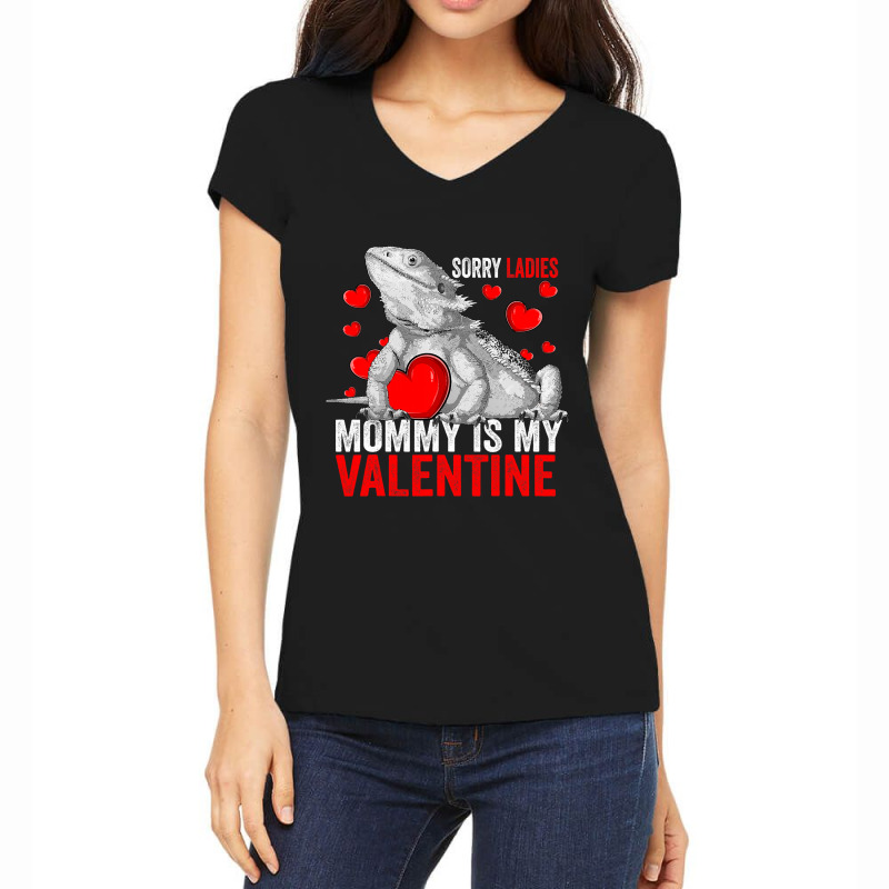 Sorry Ladies Mommy Is My Valentine Bearded Dragon Rescue Women's V-Neck T-Shirt by AURRADILLARD | Artistshot