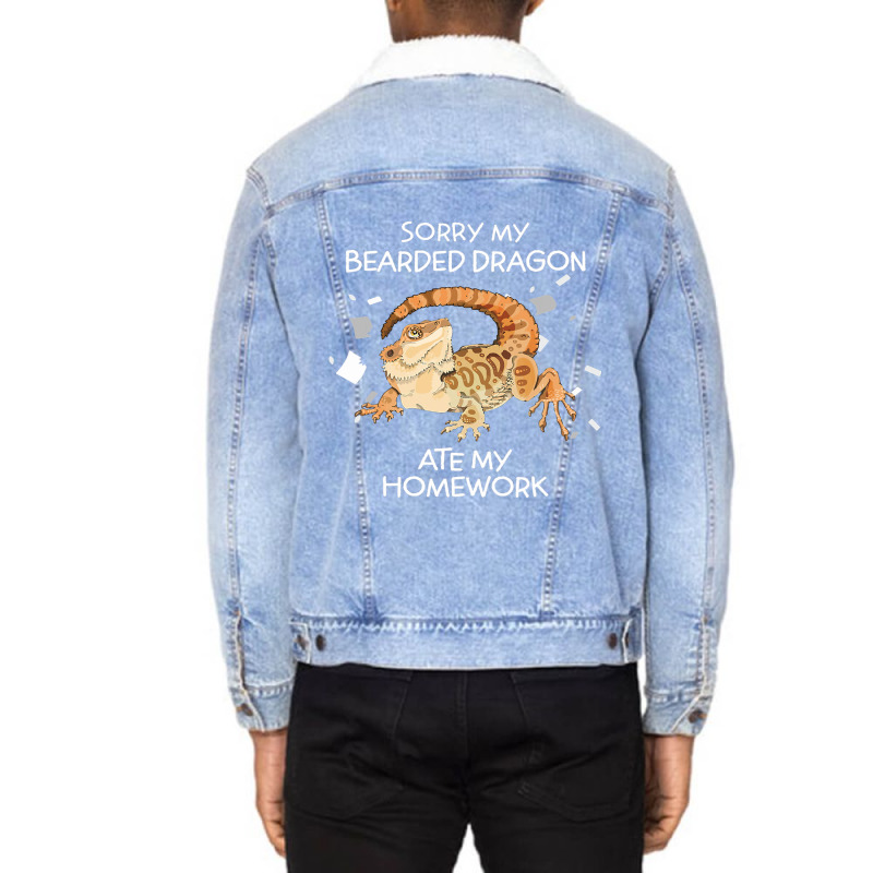 Sorry My Bearded Dragon Ate My Homework 1 Unisex Sherpa-Lined Denim Jacket by AURRADILLARD | Artistshot