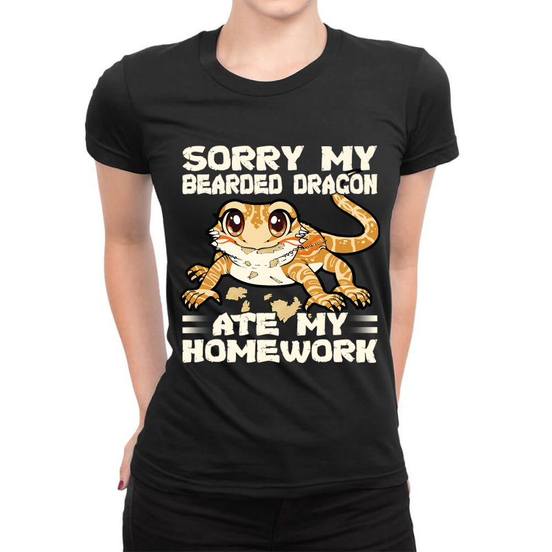 Sorry My Bearded Dragon Ate My Homework 3 Ladies Fitted T-Shirt by AURRADILLARD | Artistshot