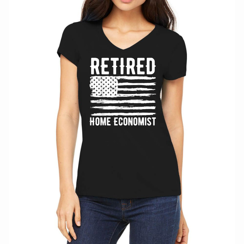 Retired Home Economist Profession American Flag T Shirt Women's V-Neck T-Shirt by prix5d5gosson | Artistshot