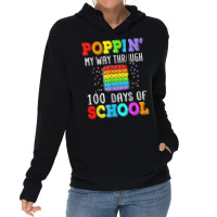 Poppin My Way Through 100 Days Of School Colorful Boy Girl T Shirt Lightweight Hoodie | Artistshot