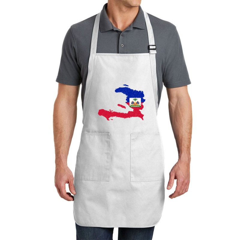 Haiti Map Flag Drawing Line Art Full-length Apron | Artistshot