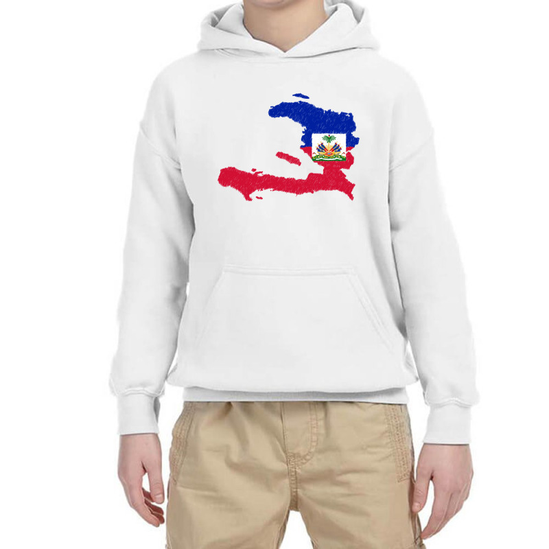 Haiti Map Flag Drawing Line Art Youth Hoodie | Artistshot