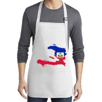 Haiti Map Flag Drawing Line Art Medium-length Apron | Artistshot