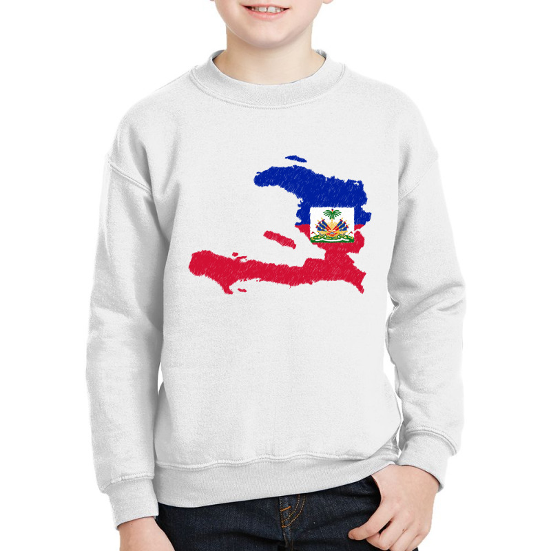 Haiti Map Flag Drawing Line Art Youth Sweatshirt | Artistshot