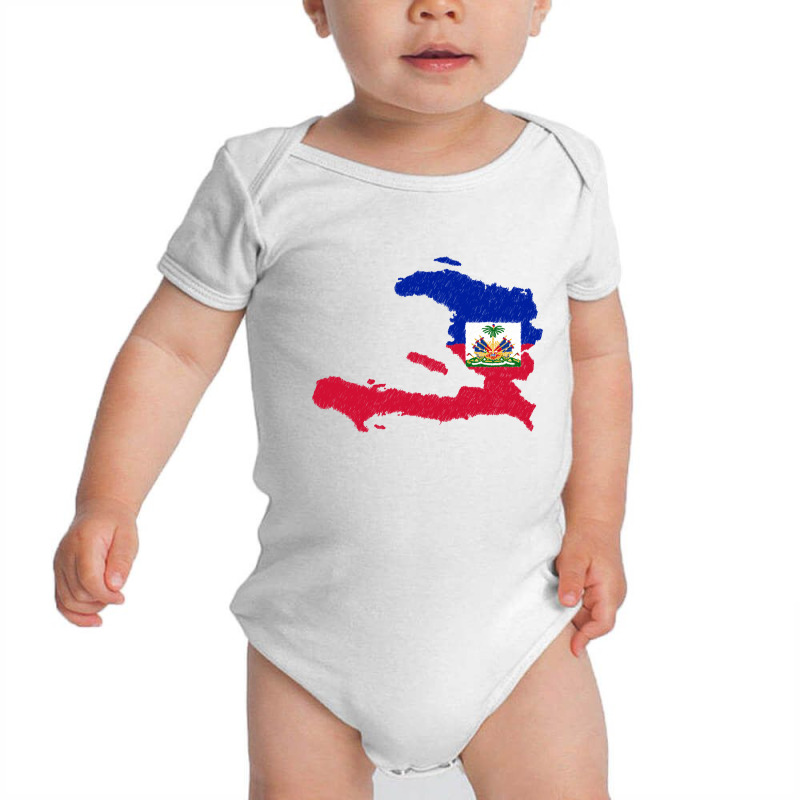 Haiti Map Flag Drawing Line Art Baby Bodysuit | Artistshot