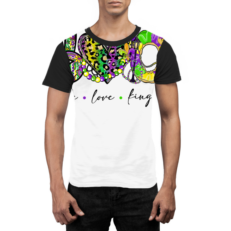 Peace Love King Cake Leopard Mardi Gras Matching Parade T Shirt Graphic T-shirt | Artistshot